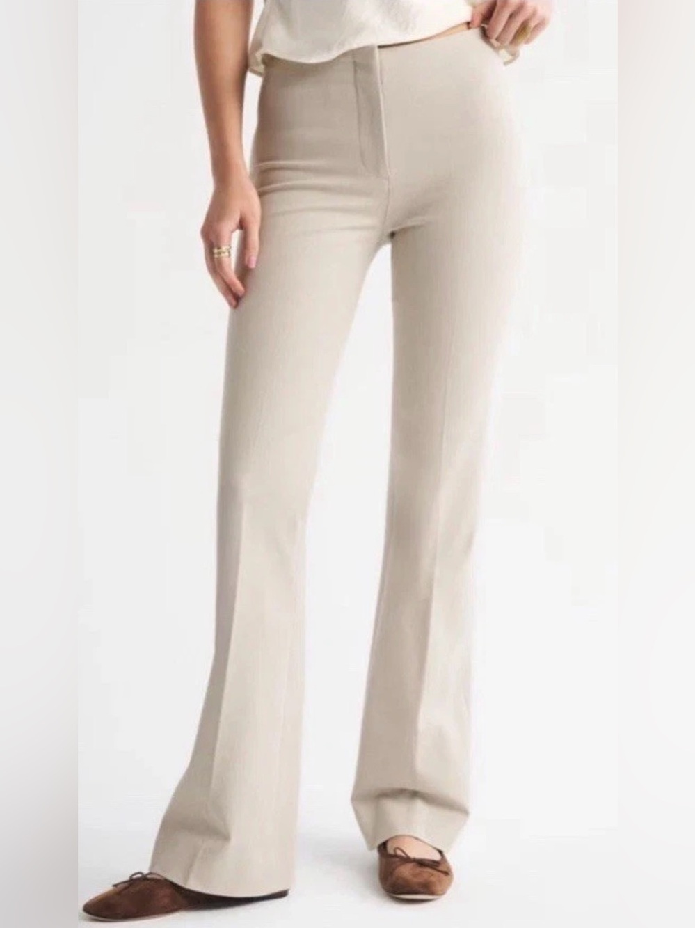 Abercrombie & Fitch Women’s High Rise Bootcut Dress Pants Beige Sz 30 Long NWT